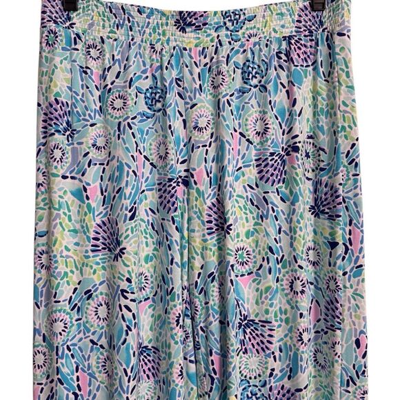Lilly Pulitzer Lorena Breezy Palazzo Pants L in Blue Ibiza Open Water - Picture 3 of 11